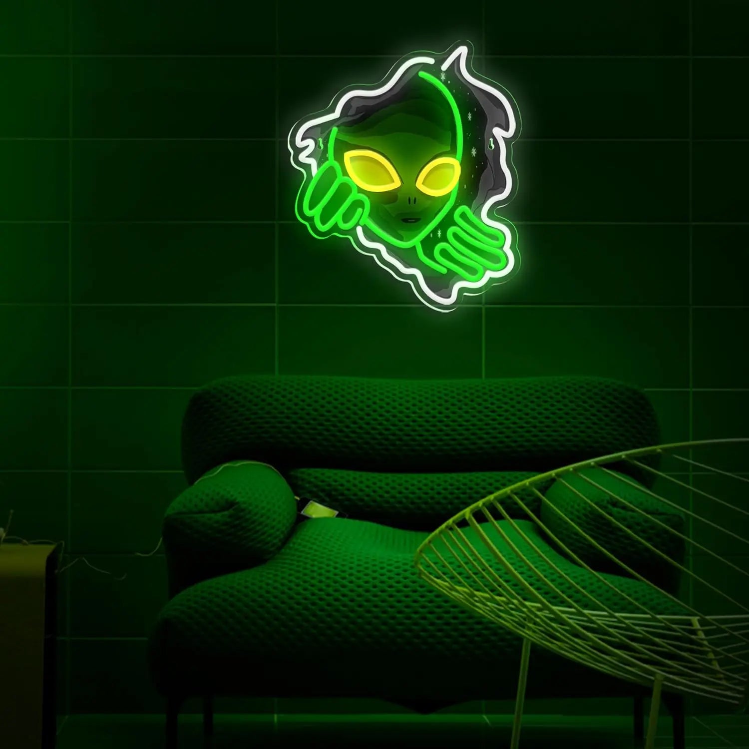 Green Alien Neon Sign