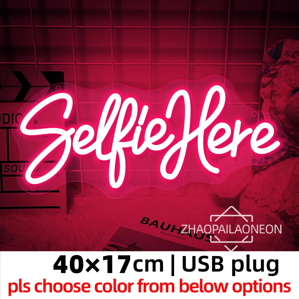 Take A Selfie Neon Text Sign