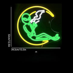 Green Alien Neon Sign