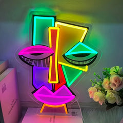 Abstract Face Neon Sign