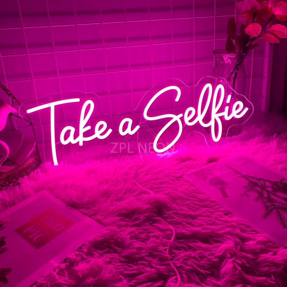 Take A Selfie Neon Text Sign