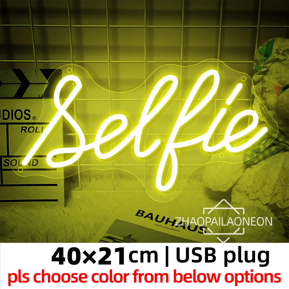 Take A Selfie Neon Text Sign