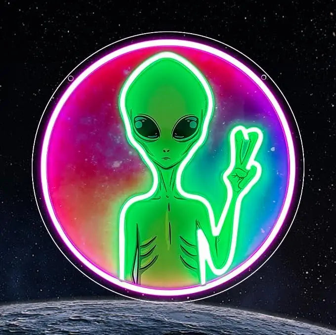Green Alien Neon Sign
