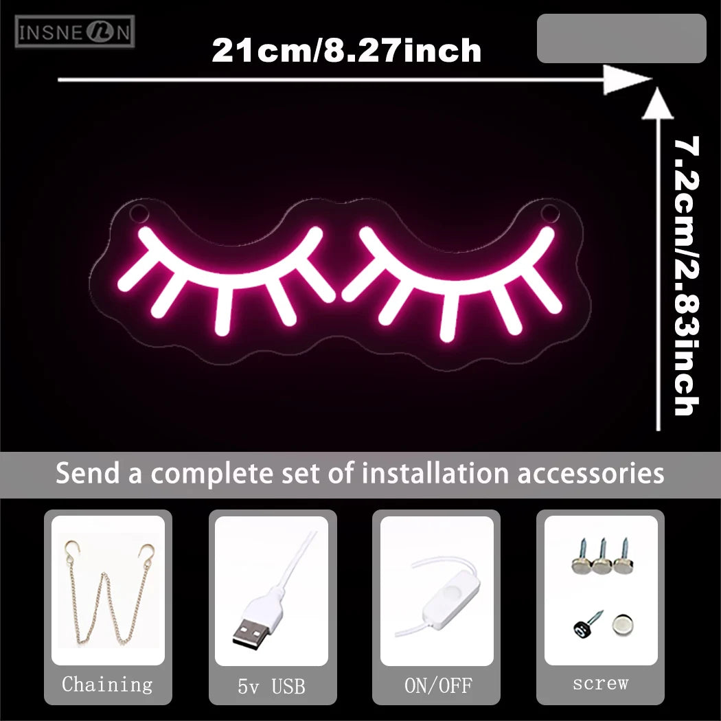 Eye Lashes Neon Sign