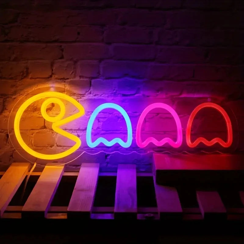 Retro Game Pacman Neon Sign
