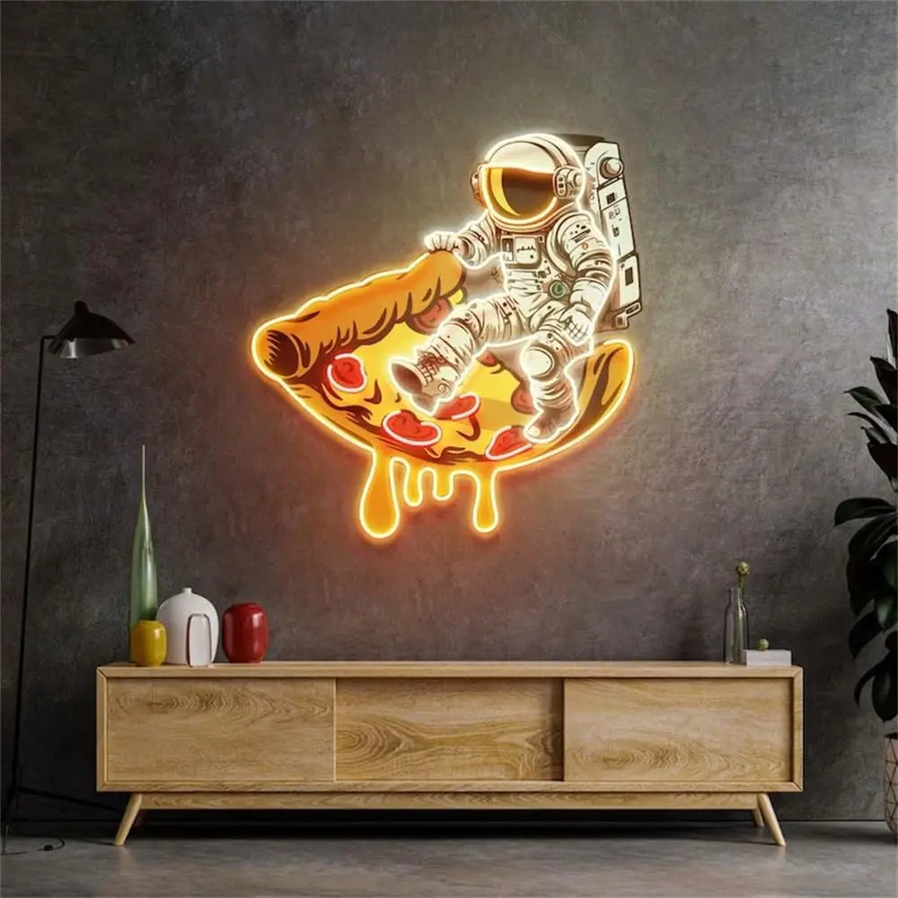 Astronaut on PizzaNeon Sign