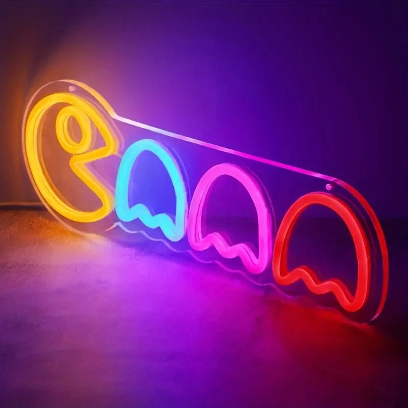 Retro Game Pacman Neon Sign