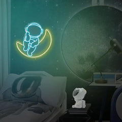 Astronaut on Moon Neon Sign