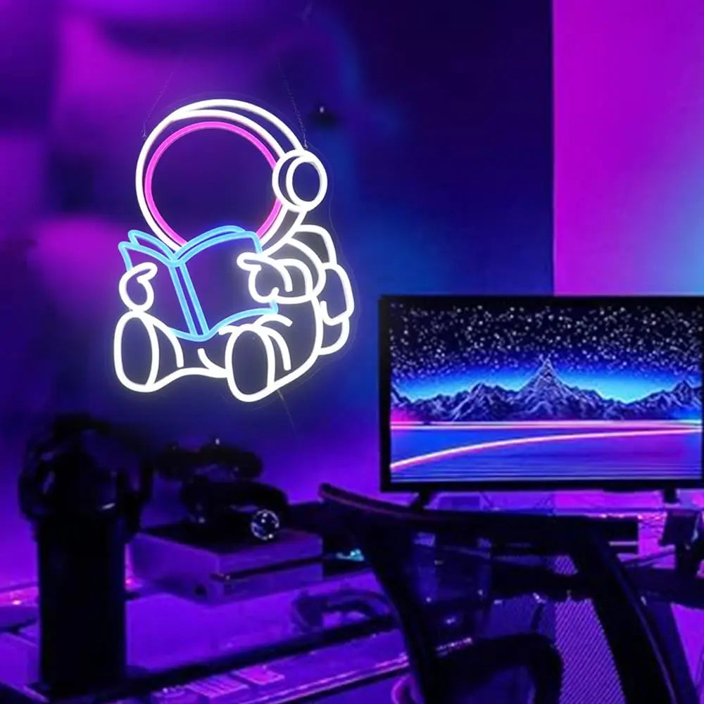 Astronaut Book Neon Sign