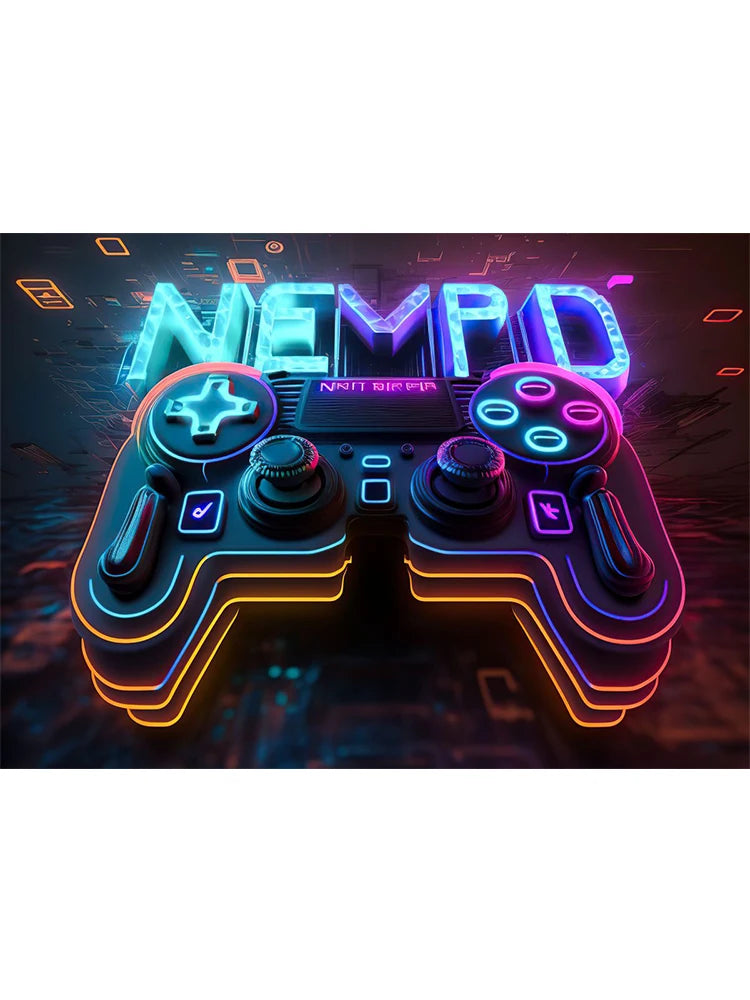 Neon Colorful Gamer Controller Canvas Painting Posters (No LED)