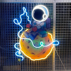 Astronaut Catching Star Neon Sign