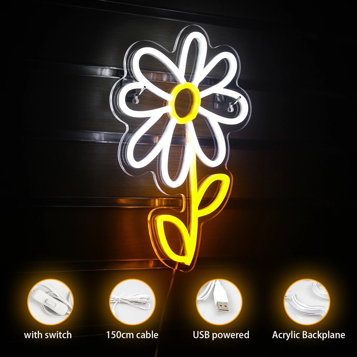 Daisy Flower Neon Sign