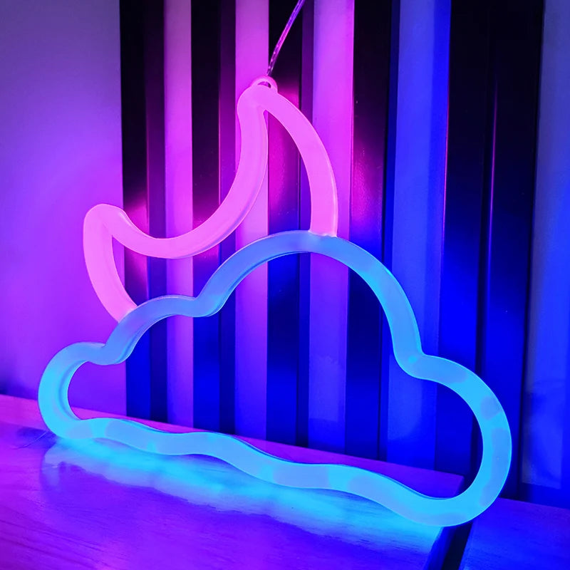 Moon & Cloud Neon Sign