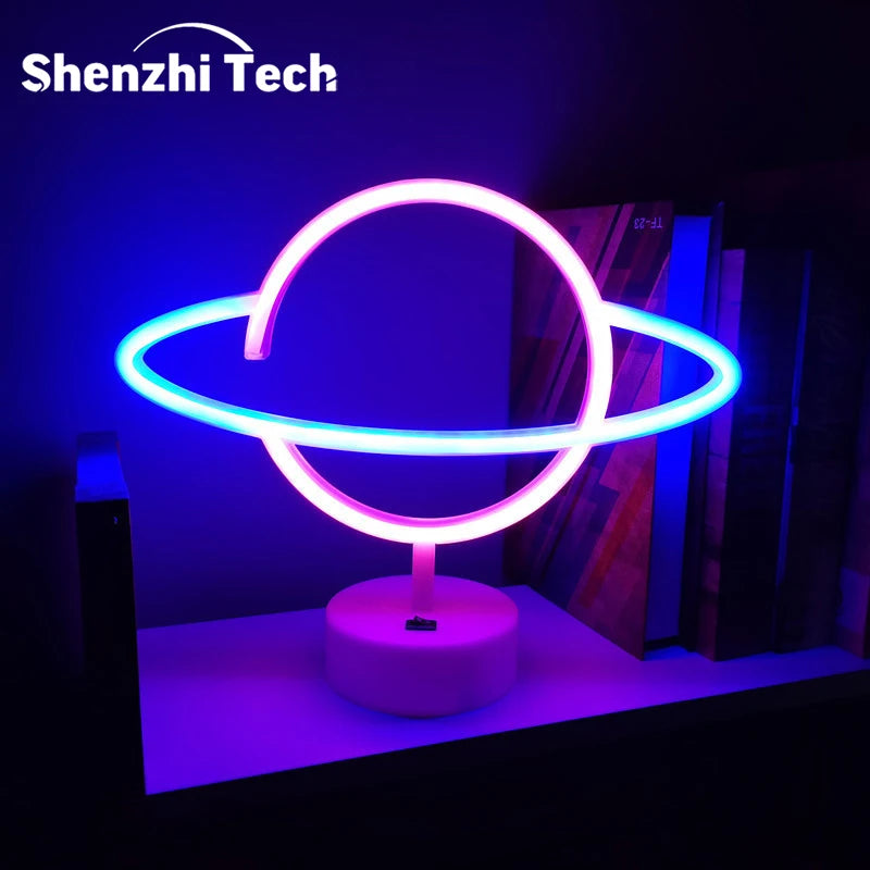 Saturn Multi-Color Neon Sign