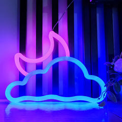 Moon & Cloud Neon Sign