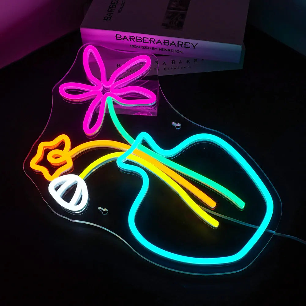 Flowers in a Pot Neon Sign