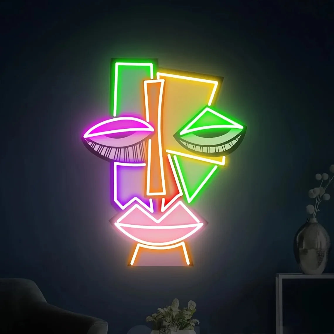 Abstract Face Neon Sign