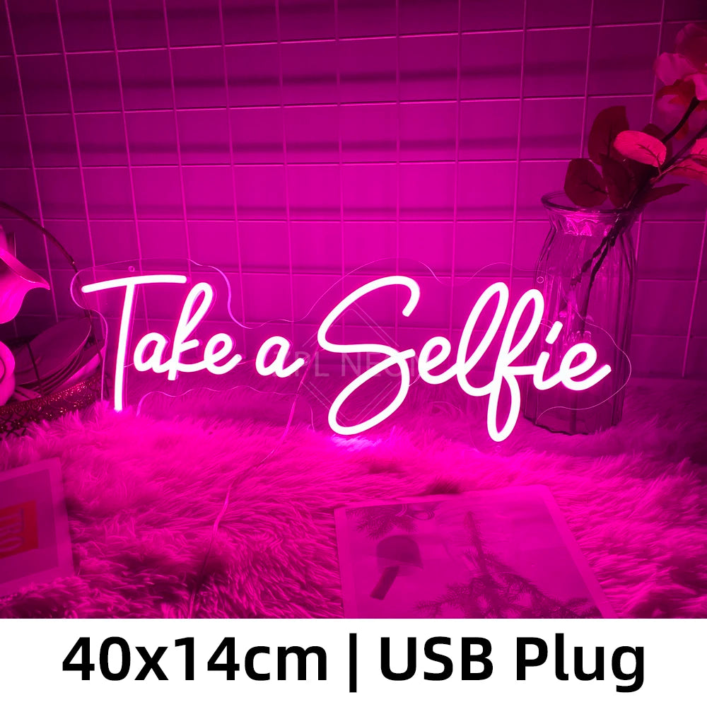Take A Selfie Neon Text Sign