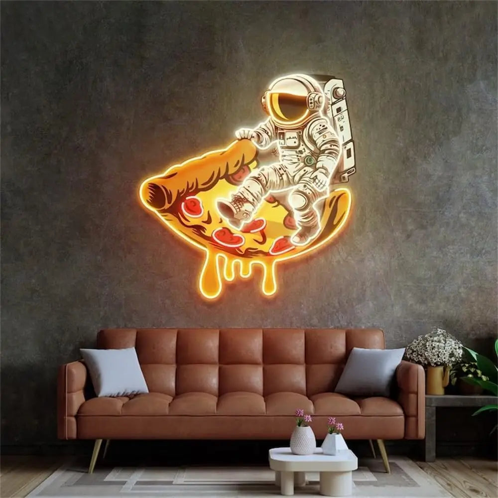 Astronaut on PizzaNeon Sign