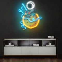 Astronaut Catching Star Neon Sign