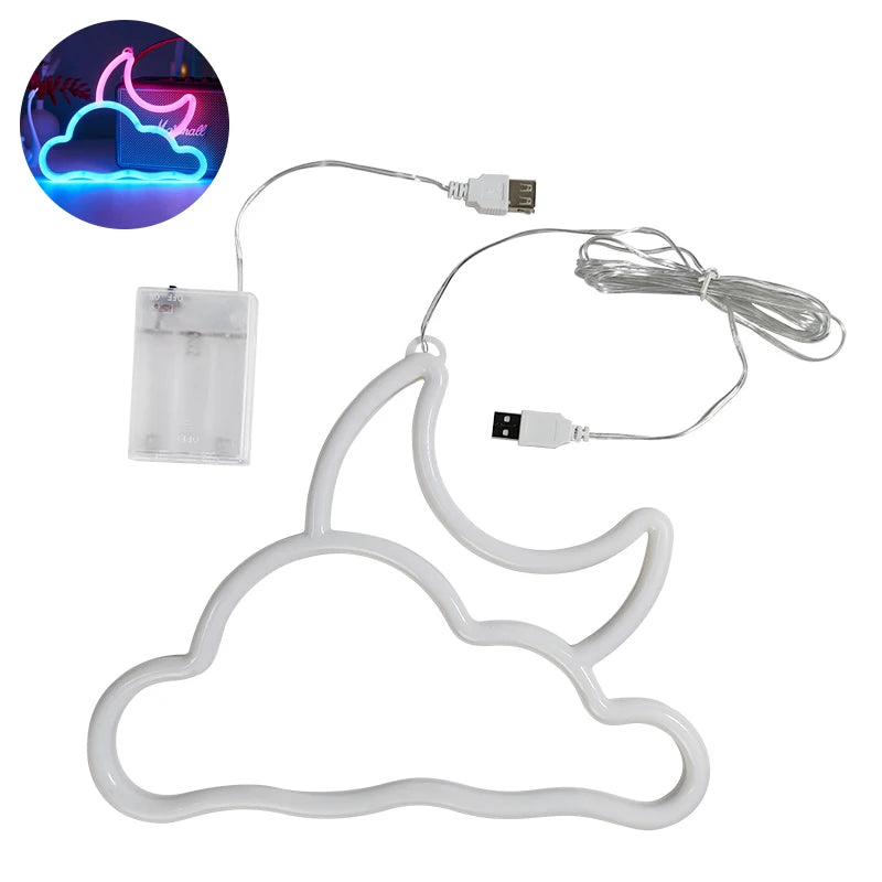 Moon & Cloud Neon Sign