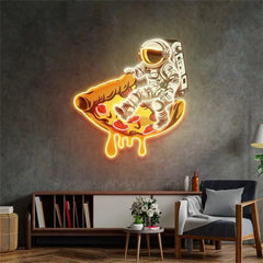 Astronaut on PizzaNeon Sign
