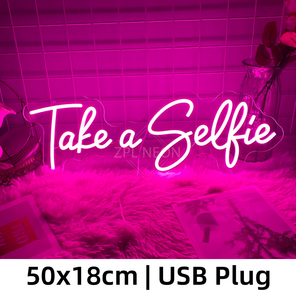 Take A Selfie Neon Text Sign