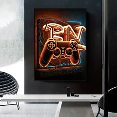 Neon Colorful Gamer Controller Canvas Painting Posters (No LED)