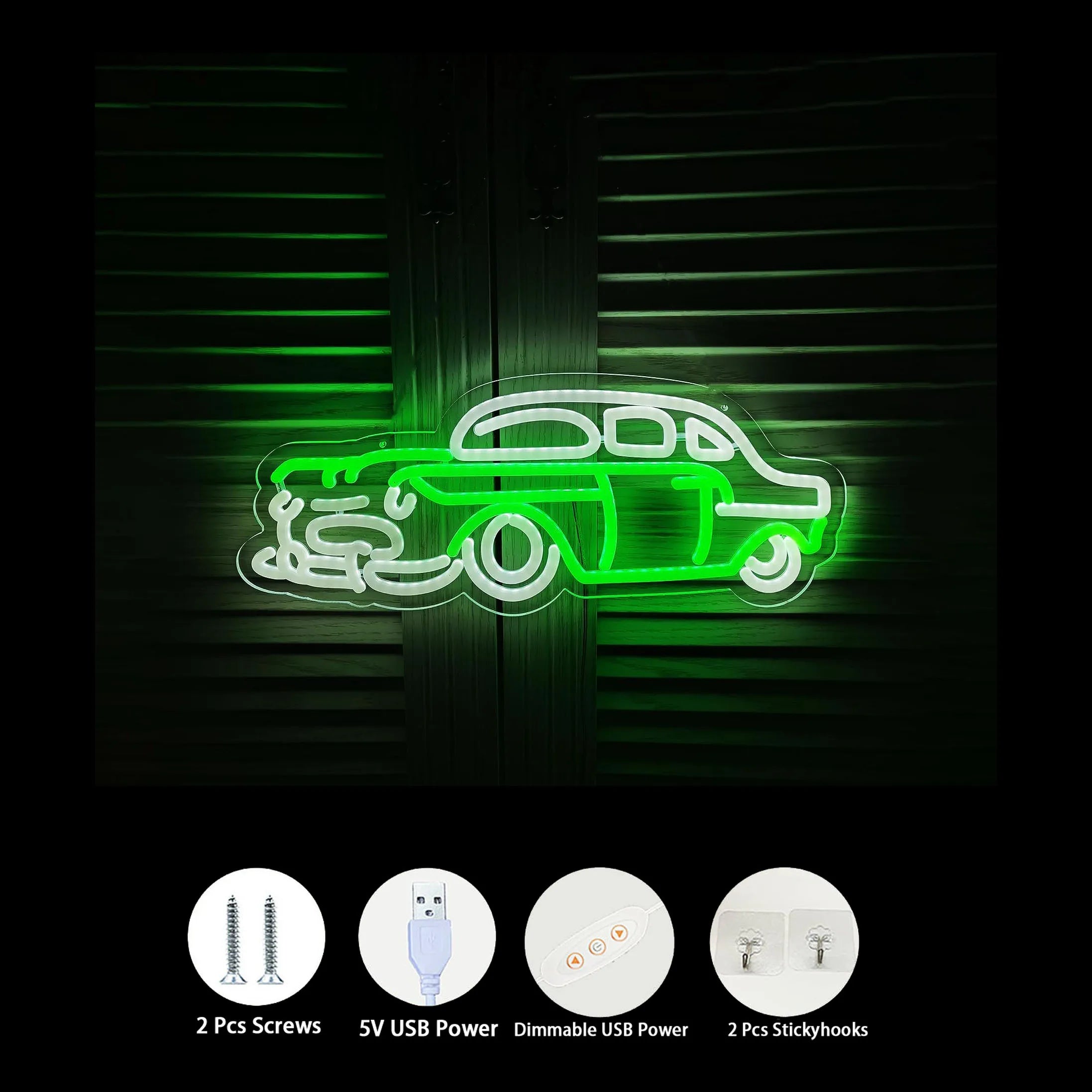 Old Car Neon Sign