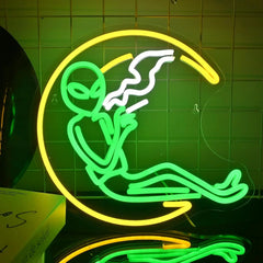 Green Alien Neon Sign
