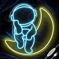 Astronaut on Moon Neon Sign