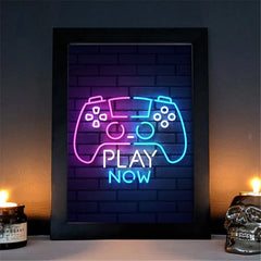 Neon Video Game Icon Canvas Poster (No LED)