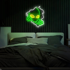 Green Alien Neon Sign